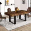 Table à manger 4 à 8 personnes bois effet vieilli et pieds noirs