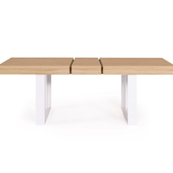 Table à manger 4 à 8 personnes bois et blanc