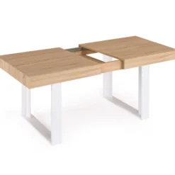 Table à manger 4 à 8 personnes bois et blanc