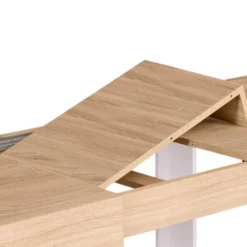 Table à manger 4 à 8 personnes bois et blanc