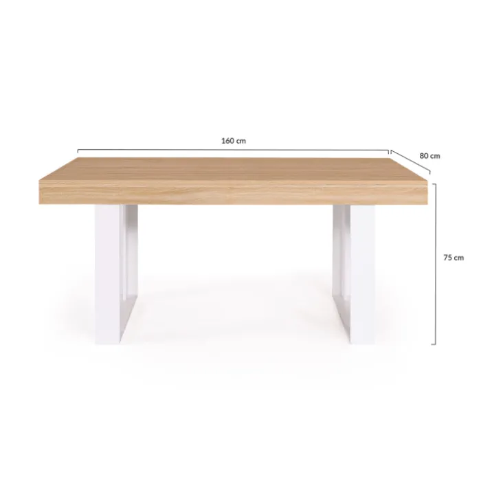 Table à manger 4 à 8 personnes bois et blanc