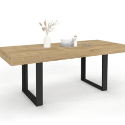 Table à manger 4 à 8 personnes bois et noir