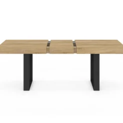 Table à manger 4 à 8 personnes bois et noir