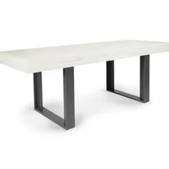 Table à manger 4 à 8 personnes bois gris et pieds gris foncé