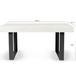 Table à manger 4 à 8 personnes bois gris et pieds gris foncé