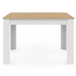 Table à manger rectangle blanche plateau façon hêtre 4 personnes