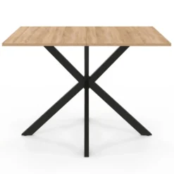 Table à manger rectangle bois et noir 6 personnes 110cm pied araignée