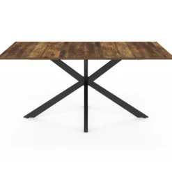Table à manger rectangle plateau bois foncé 160 cm pied araignée noir 8 personnes