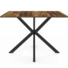 Table à manger rectangle plateau bois foncé 110 cm pied araignée noir 6 personnes