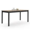 Table à manger rectangulaire bois et noir avec tiroir