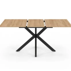 Table à manger rectangulaire de 120-160 cm pour 4 à 8 personnes, coloris bois et noir