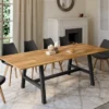 Table à manger rectangulaire extensible 160-240 cm 6 à 12 personnes bois et noir