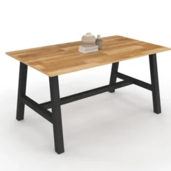 Table à manger rectangulaire extensible 160-240 cm 6 à 12 personnes bois et noir