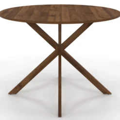 Table à manger ronde ALIX 6 personnes pied araignée noyer 110 cm