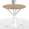 Table à manger ronde bois et blanc 80 cm 2-4 personnes