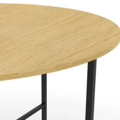 Table à manger ronde bois et métal 110 cm 4 personnes