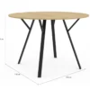 Table à manger ronde bois et noir 110 cm 4-6 personnes