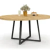 Table à manger ronde bois et noir 4-8 personnes