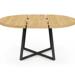 Table à manger ronde bois et noir 4-8 personnes