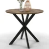 Table à manger ronde bois foncé et noir 80 cm