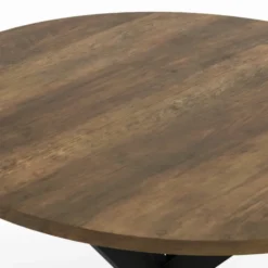 Table à manger ronde bois foncé et noir 80 cm
