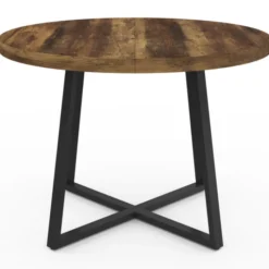 Table à manger ronde bois foncé 4 personnes