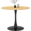 Table à manger ronde 100 cm bois et noir 4 personnes pied tulipe