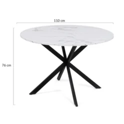 Table à manger ronde effet marbre blanc 4-6 personnes