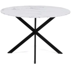 Table à manger ronde effet marbre blanc 4-6 personnes