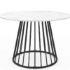 Table à manger ronde effet marbre blanc et pied en métal