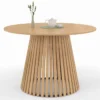 Table à manger ronde en bois 6 personnes pied en lattes plateau bois