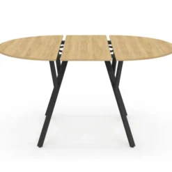 Table à manger ronde extensible 110-150 cm 4-8 personnes bois et noir design industriel