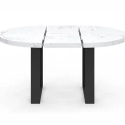 Table à manger ronde extensible de 110-150 cm pour 4 à 6 personnes à l’effet marbre