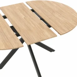 Table à manger ronde extensible noir et bois pour 6-8 personnes