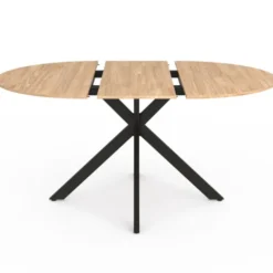 Table à manger ronde extensible noir et bois pour 6-8 personnes