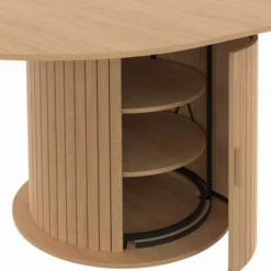 Table à manger ronde extensible 4-8 personnes 110-150 cm avec rangement