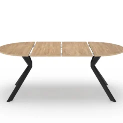 Table à manger ronde extensible 110-200 cm 4-10 personnes bois et pied noir