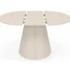 Table à manger ronde extensible 6 personnes bois beige 110-150 cm