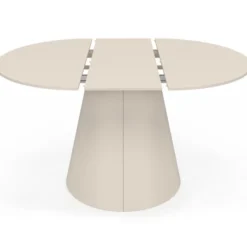 Table à manger ronde extensible 6 personnes bois beige 110-150 cm