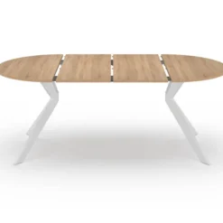 Table à manger ronde extensible 110-200 cm 4-10 personnes bois et blanc pied araignée