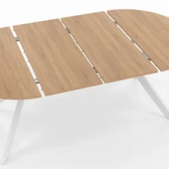 Table à manger ronde extensible 110-200 cm 4-10 personnes bois et blanc pied araignée