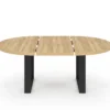 Table à manger ronde extensible bois et noir 6-10 personnes