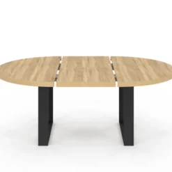 Table à manger ronde extensible bois et noir 6-10 personnes