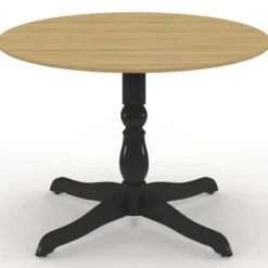 Table à manger ronde 4-6 personnes 110cm bois façon hêtre et noir