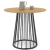 Table à manger ronde 4 personnes plateau bois et pied en métal noir 80 cm