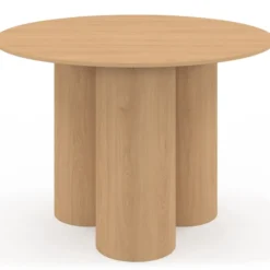 Table à manger ronde 6 personnes pied central cylindrique hêtre 110 cm