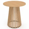 Table à manger ronde 4 personnes pied bois en lattes et plateau bois 80 cm