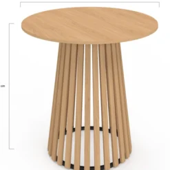 Table à manger ronde 4 personnes pied bois en lattes et plateau bois 80 cm