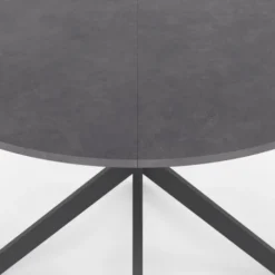 Table à manger ronde plateau effet béton 110 cm pied araignée gris anthracite 6 personnes