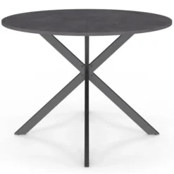 Table à manger ronde plateau effet béton 110 cm pied araignée gris anthracite 6 personnes